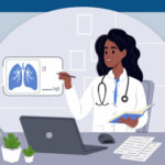 Illustration of a physician documenting benefits of tobacco treatment